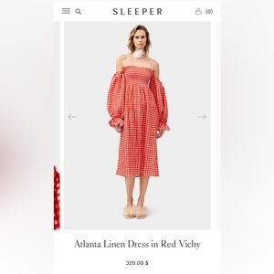 Sleeper Atlanta linen dress in Red Vichy